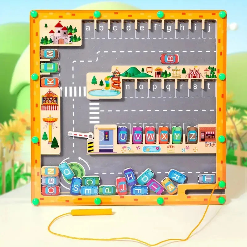 Labyrinthe Magnétique Montessori – Couleurs & Chiffres | Jouet en Bois Motricité Fine (3–5 ans)