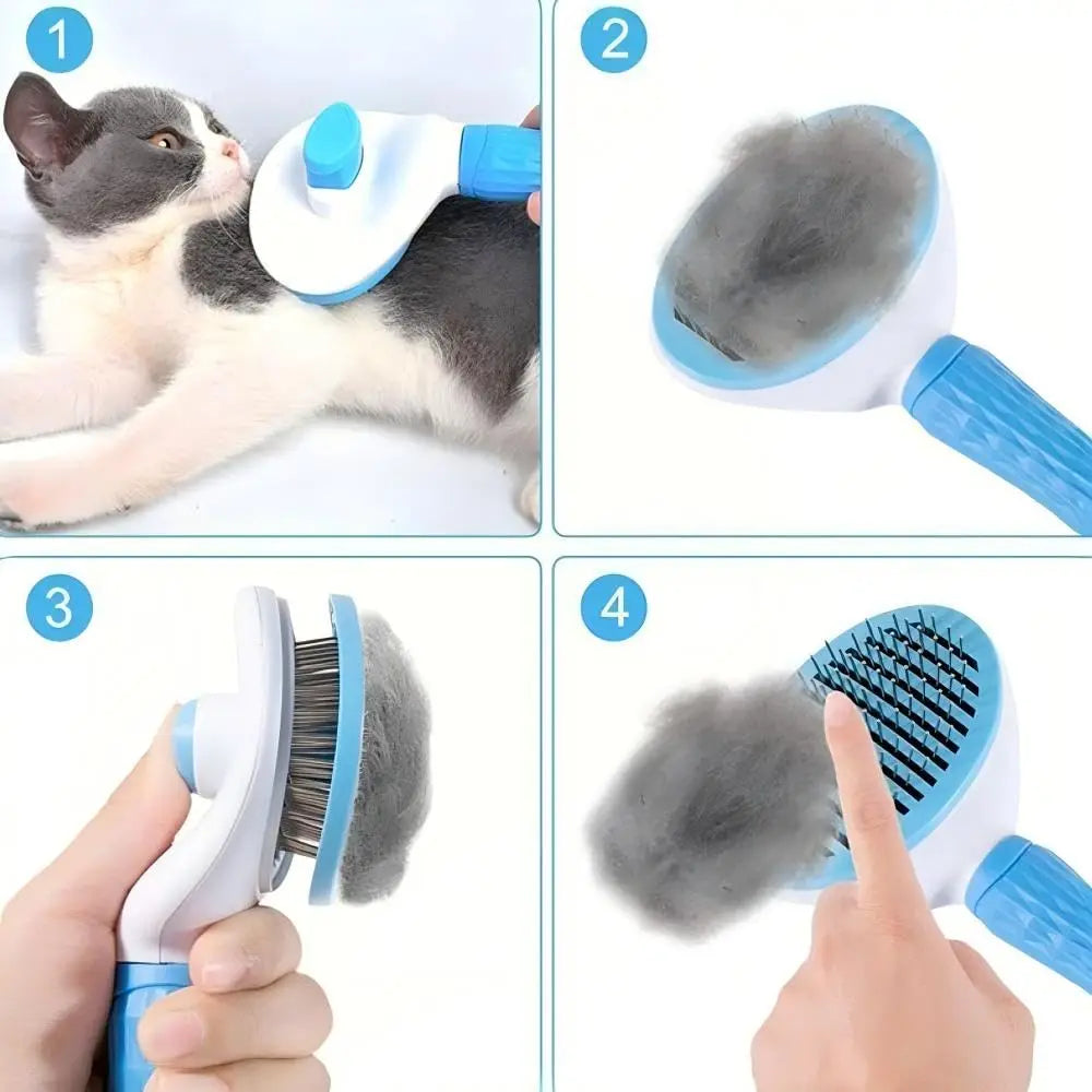 Brosse et peigne de toilettage auto-nettoyant pour chien et chat