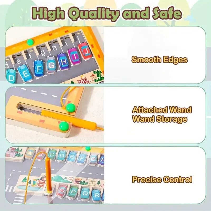 Labyrinthe Magnétique Montessori – Couleurs & Chiffres | Jouet en Bois Motricité Fine (3–5 ans)