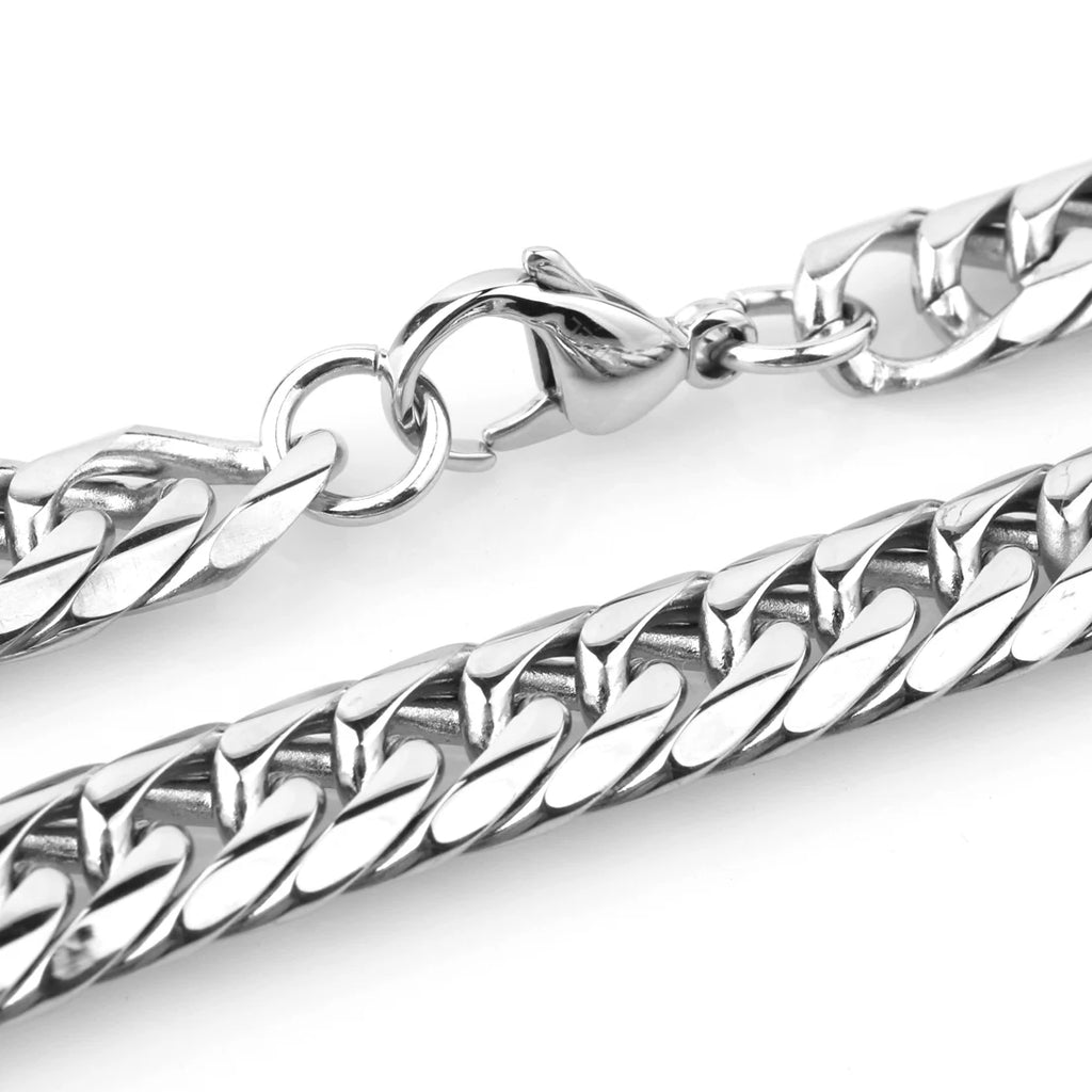 Collier / Bracelet à Maillons Cubains en Acier Inoxydable – Argent & Or – 9 à 21 mm