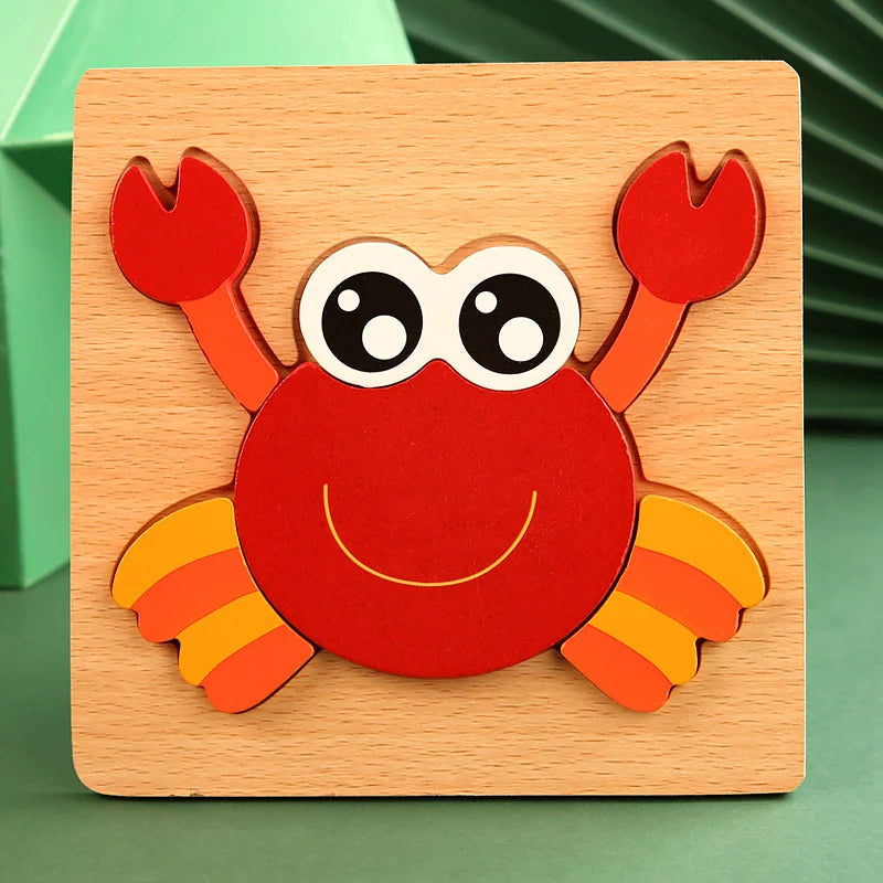 Puzzle 3D en Bois – Animaux • Apprentissage Précoce Montessori