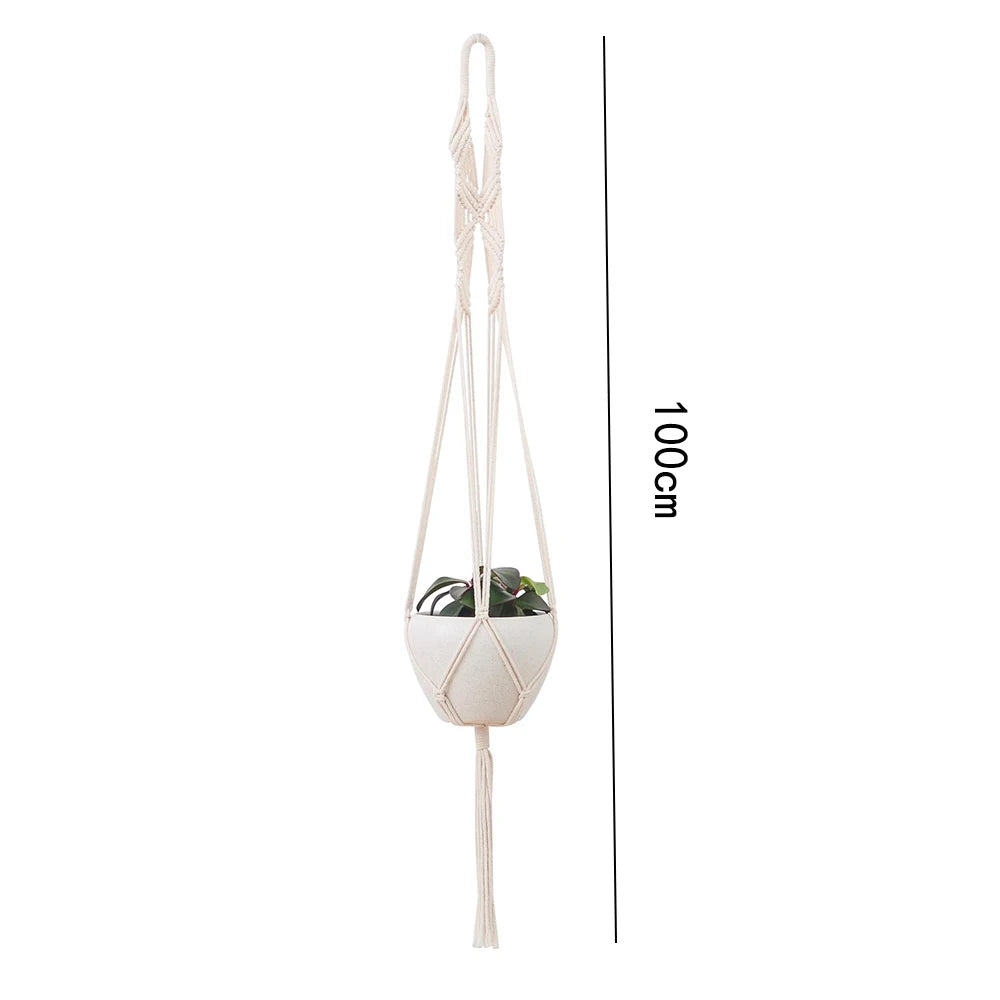 Support Macramé Suspendu pour Pots de Fleurs – Décoration Bohème & Naturelle