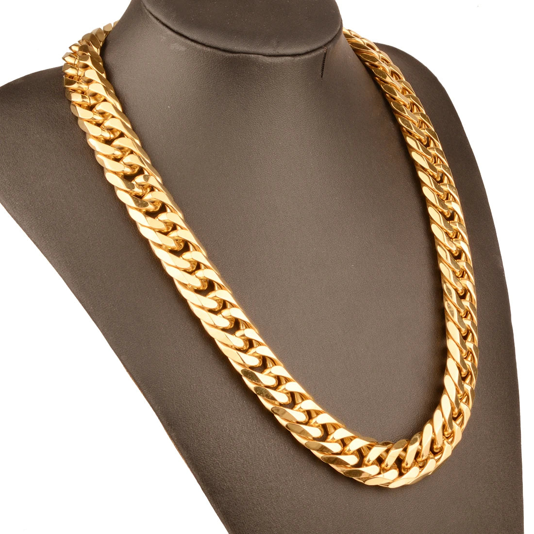 Collier / Bracelet à Maillons Cubains en Acier Inoxydable – Argent & Or – 9 à 21 mm