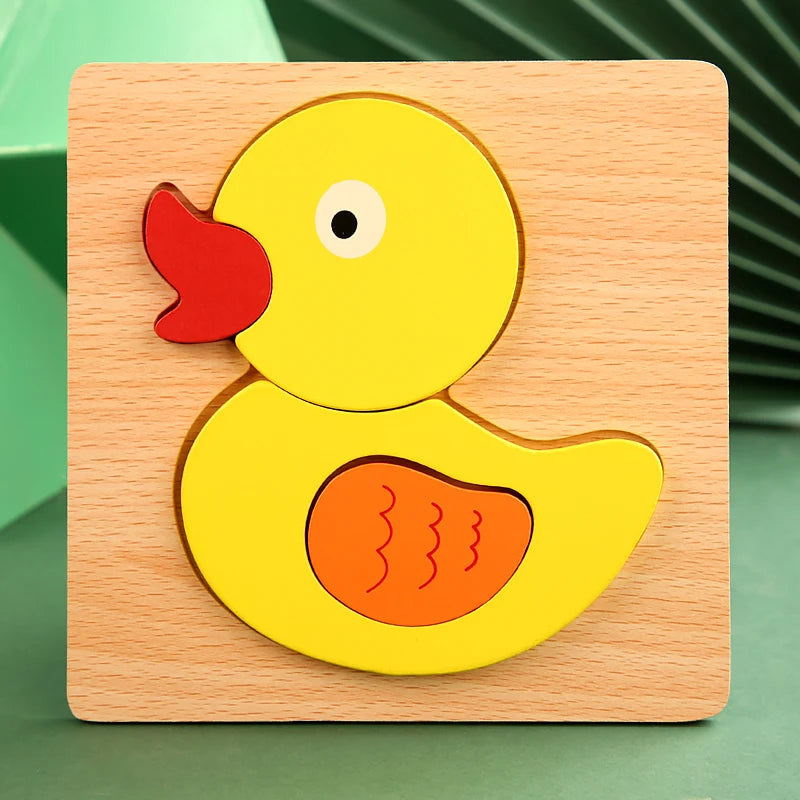 Puzzle 3D en Bois – Animaux • Apprentissage Précoce Montessori