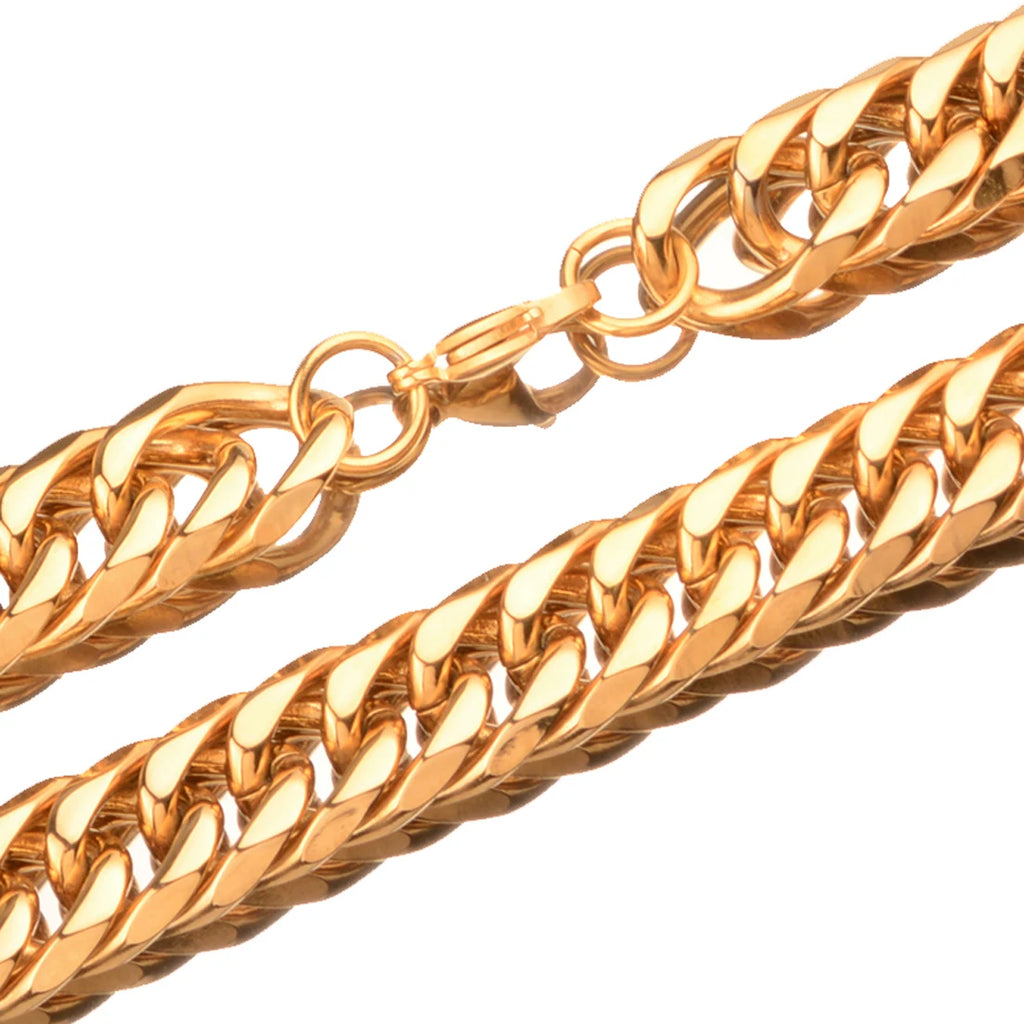 Collier / Bracelet à Maillons Cubains en Acier Inoxydable – Argent & Or – 9 à 21 mm