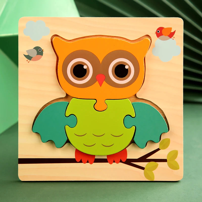 Puzzle 3D en Bois – Animaux • Apprentissage Précoce Montessori