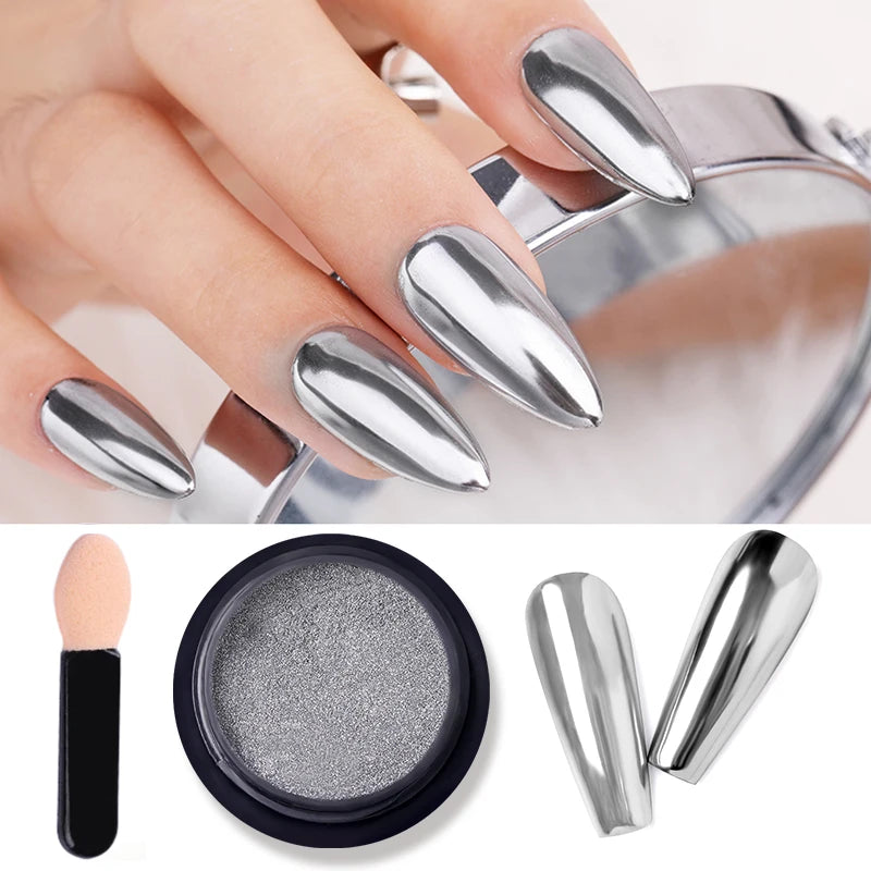 Poudre effet miroir – Nail Art Chromé Professionnel