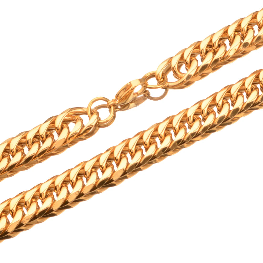 Collier / Bracelet à Maillons Cubains en Acier Inoxydable – Argent & Or – 9 à 21 mm