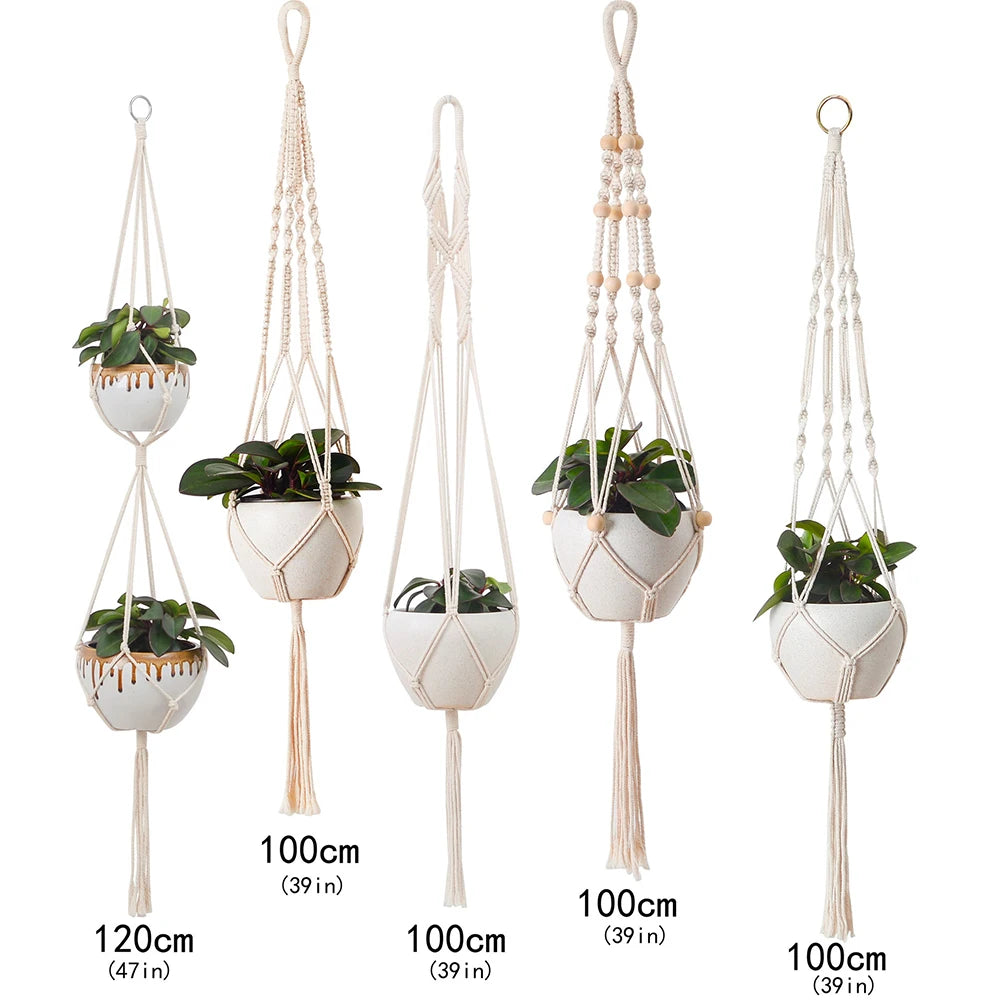 Support Macramé Suspendu pour Pots de Fleurs – Décoration Bohème & Naturelle
