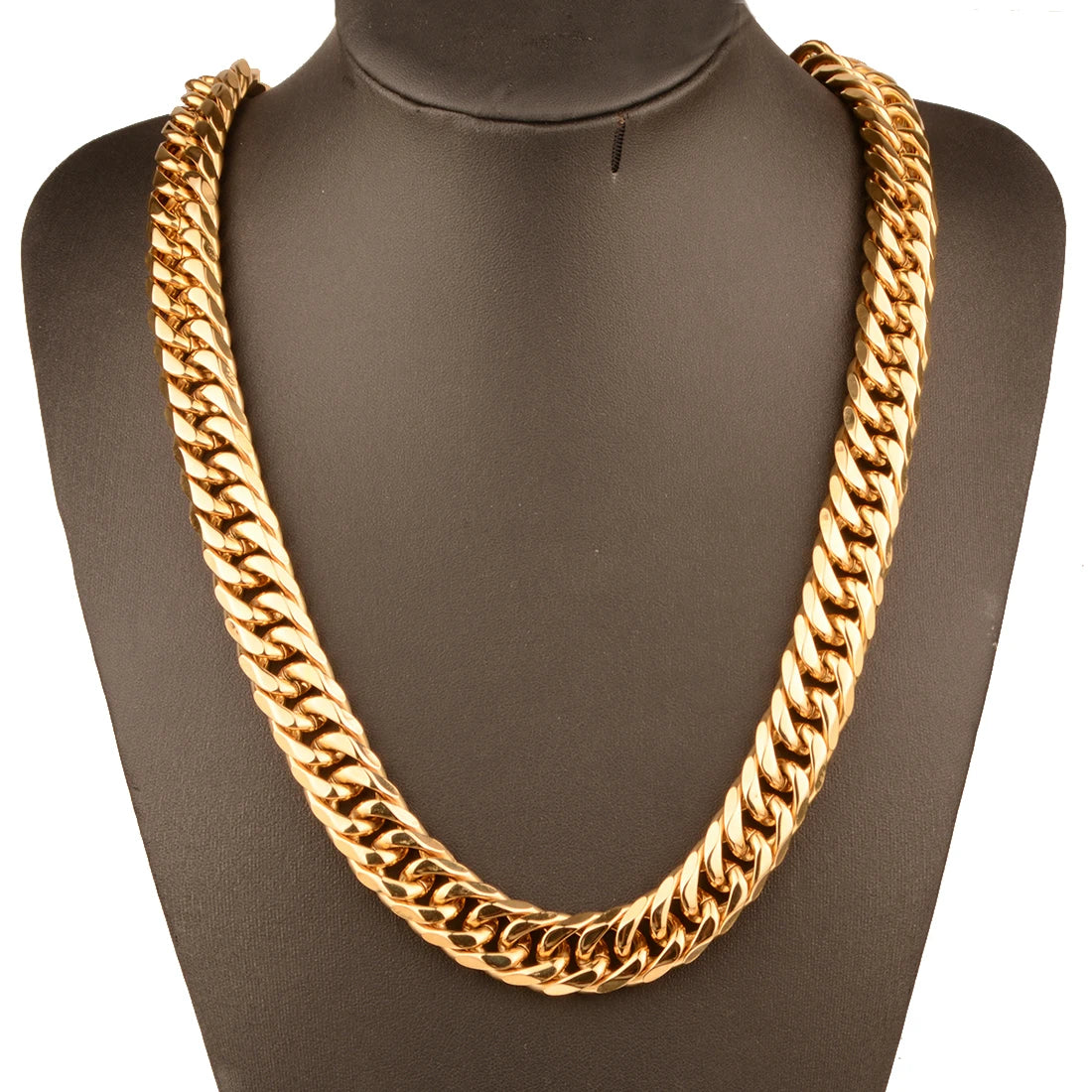 Collier / Bracelet à Maillons Cubains en Acier Inoxydable – Argent & Or – 9 à 21 mm