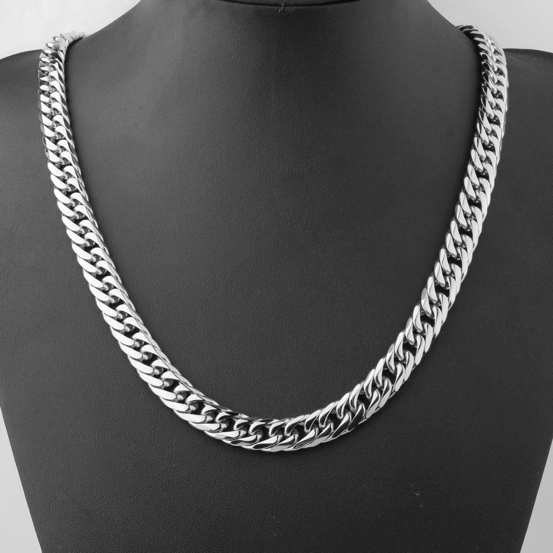 Collier / Bracelet à Maillons Cubains en Acier Inoxydable – Argent & Or – 9 à 21 mm