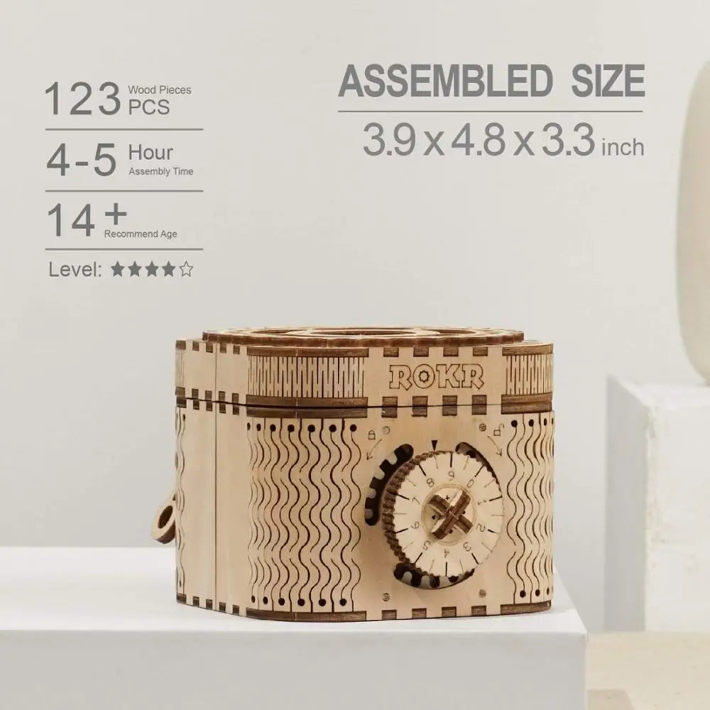 Robotime LK502 – Boîte au Trésor 3D en Bois | Puzzle Mécanique DIY – 123 Pièces