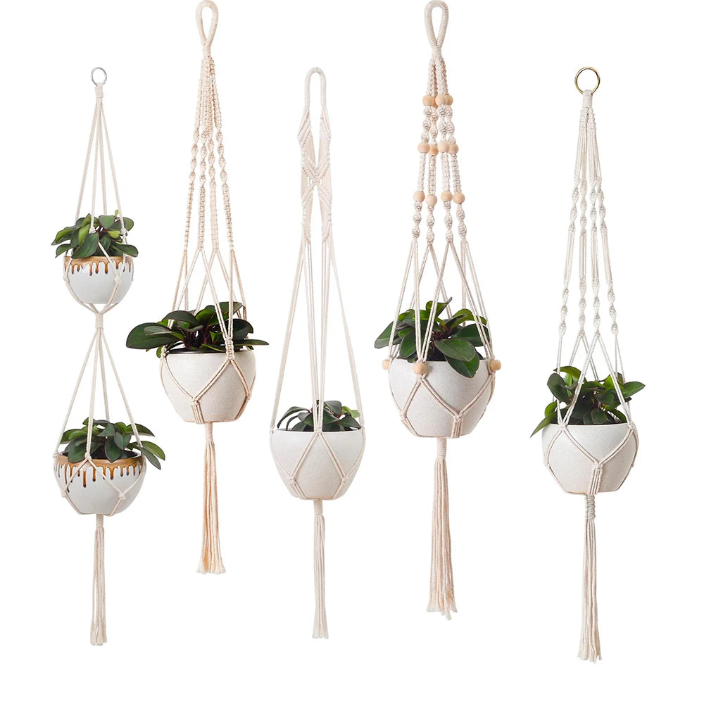 Support Macramé Suspendu pour Pots de Fleurs – Décoration Bohème & Naturelle