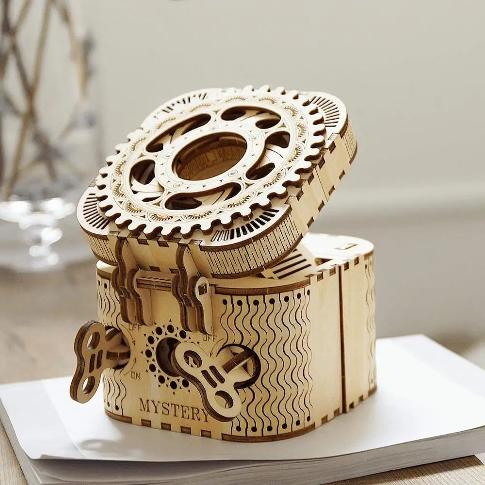 Robotime LK502 – Boîte au Trésor 3D en Bois | Puzzle Mécanique DIY – 123 Pièces