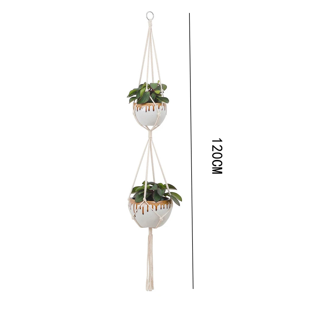 Support Macramé Suspendu pour Pots de Fleurs – Décoration Bohème & Naturelle