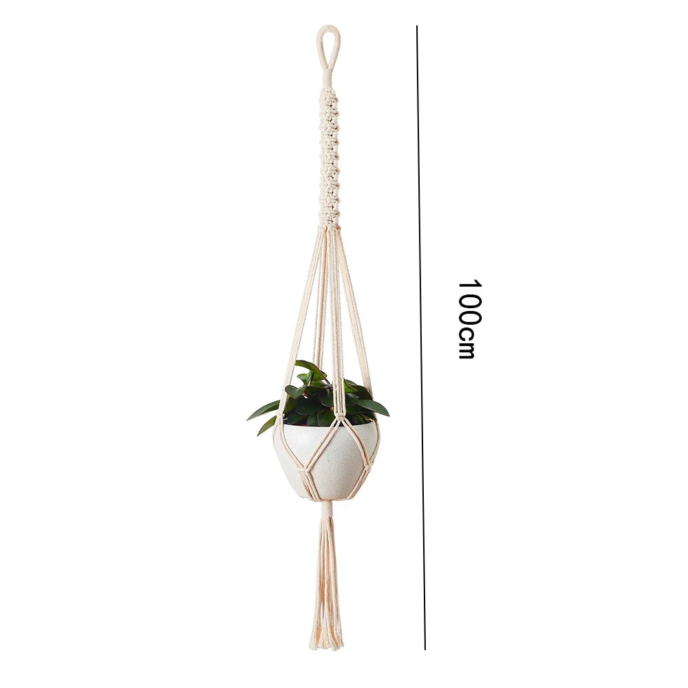 Support Macramé Suspendu pour Pots de Fleurs – Décoration Bohème & Naturelle