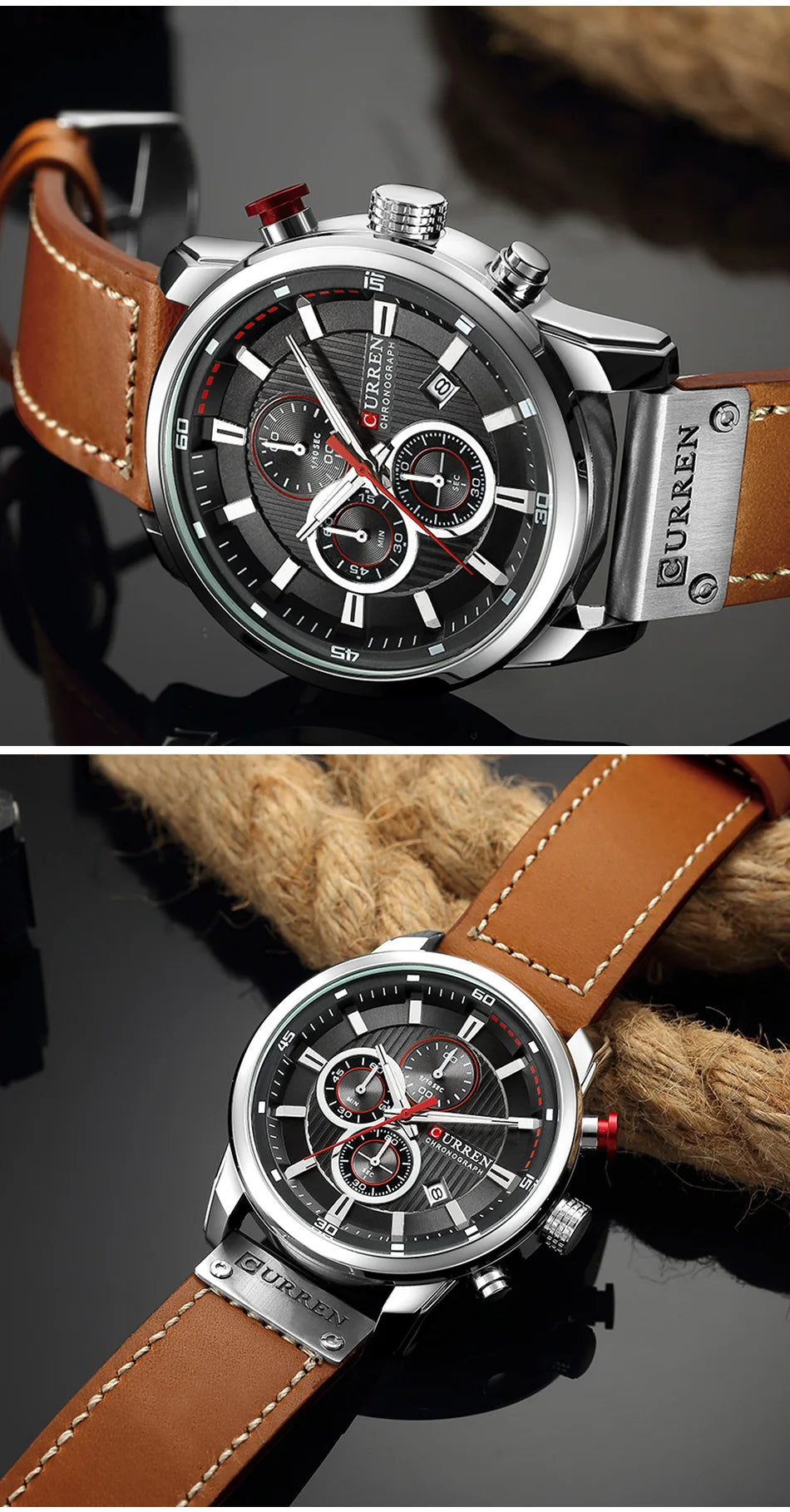 Montre Homme CURREN – Chronographe Sport & Bracelet Cuir