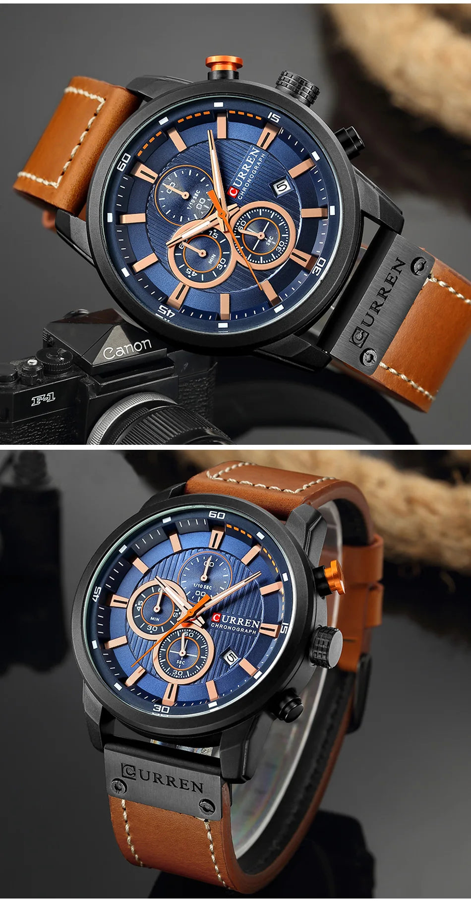 Montre Homme CURREN – Chronographe Sport & Bracelet Cuir