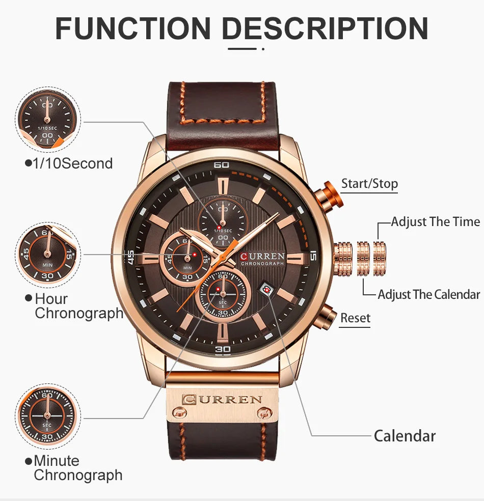 Montre Homme CURREN – Chronographe Sport & Bracelet Cuir