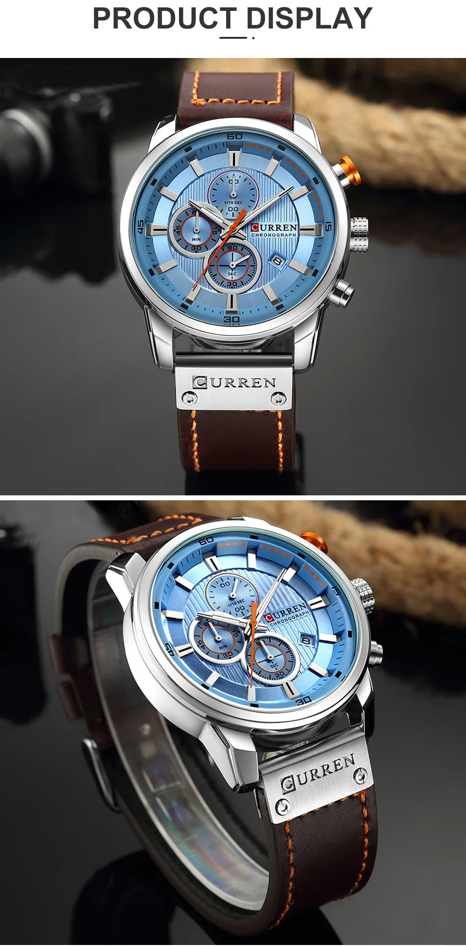 Montre Homme CURREN – Chronographe Sport & Bracelet Cuir