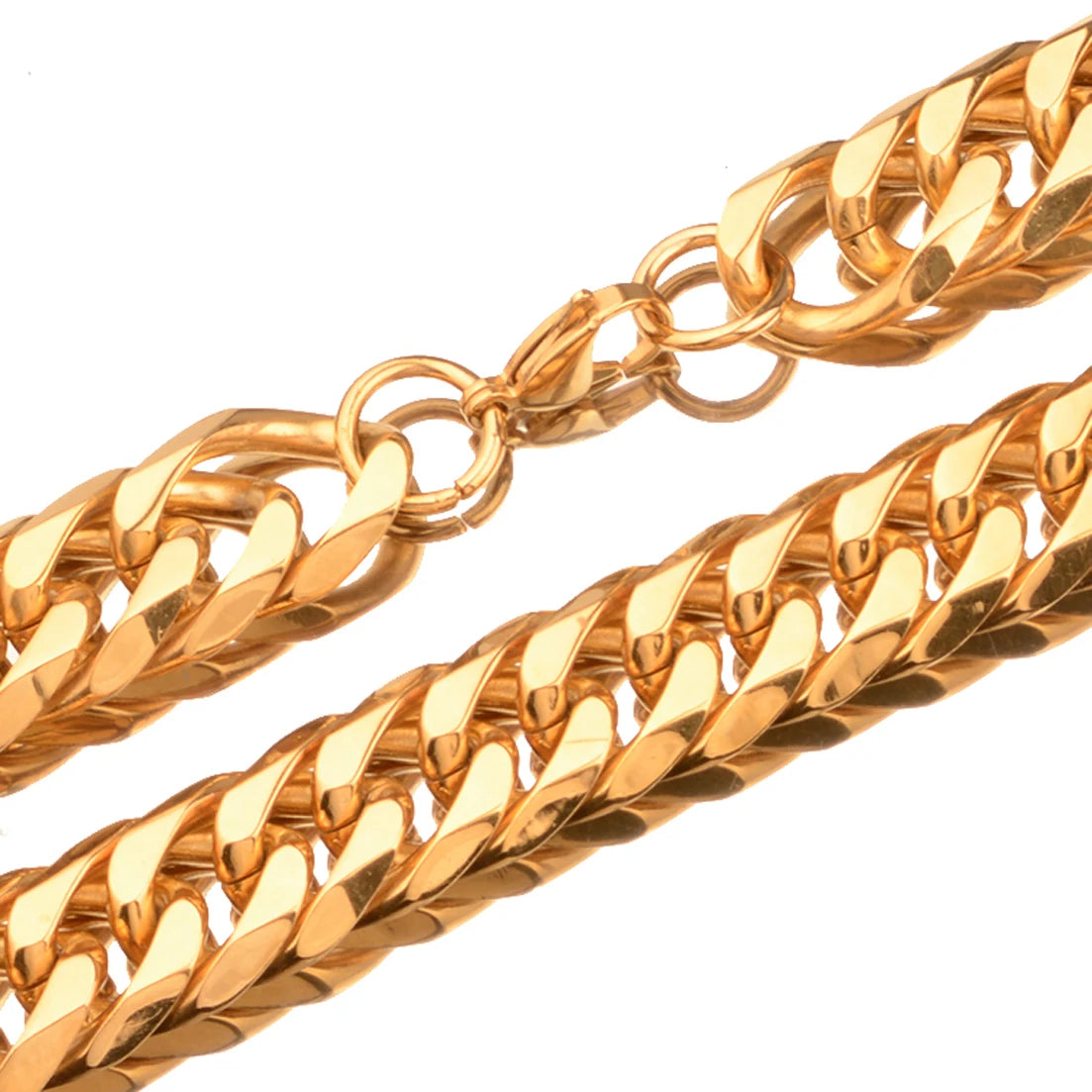 Collier / Bracelet à Maillons Cubains en Acier Inoxydable – Argent & Or – 9 à 21 mm