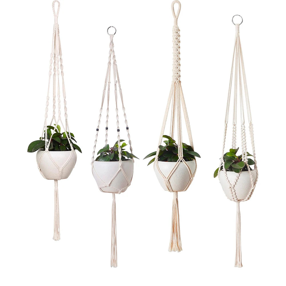 Support Macramé Suspendu pour Pots de Fleurs – Décoration Bohème & Naturelle