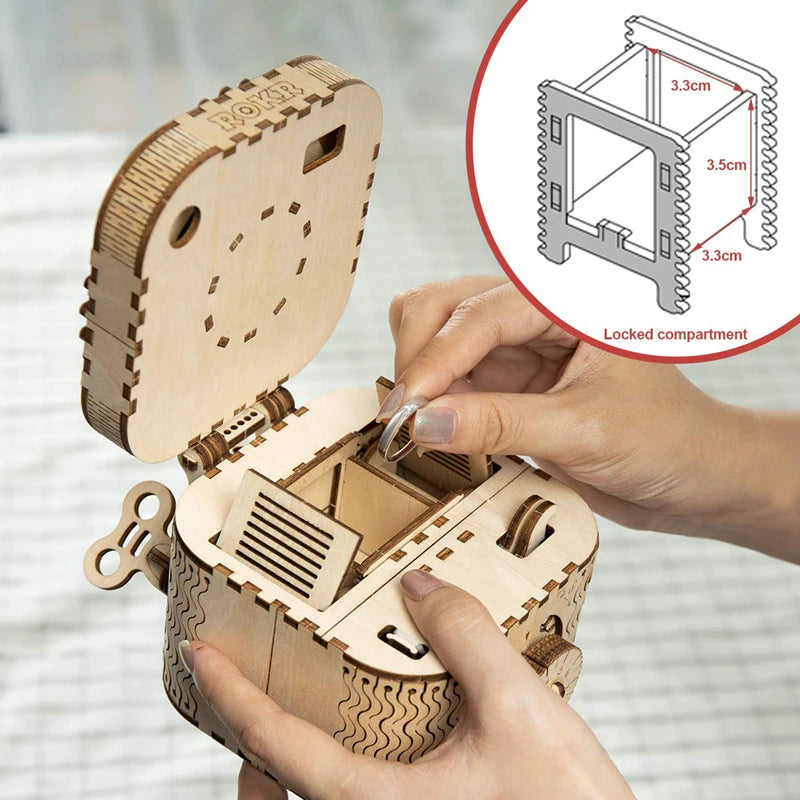 Robotime LK502 – Boîte au Trésor 3D en Bois | Puzzle Mécanique DIY – 123 Pièces