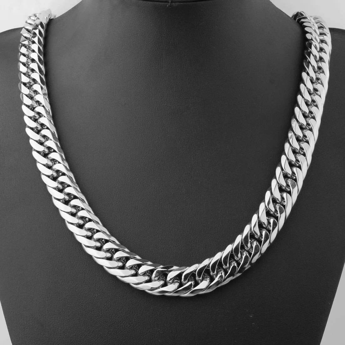 Collier / Bracelet à Maillons Cubains en Acier Inoxydable – Argent & Or – 9 à 21 mm