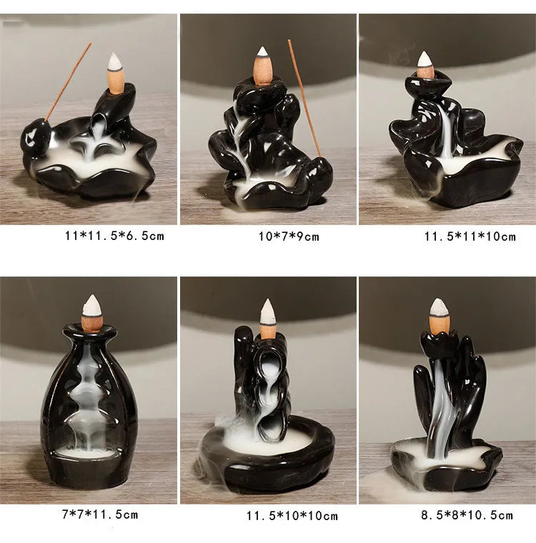 Brûleur d’Encens à Reflux en Céramique – Décoration Zen + 20 Cônes Offerts