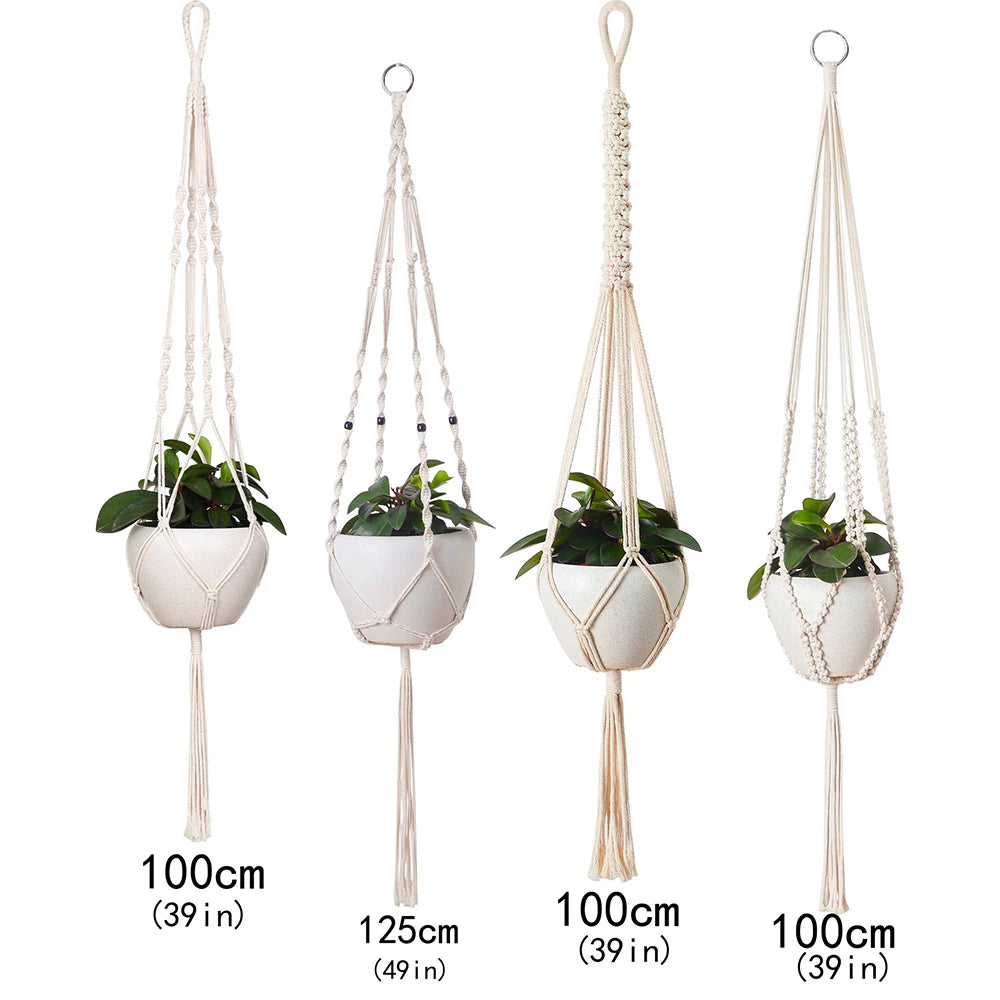 Support Macramé Suspendu pour Pots de Fleurs – Décoration Bohème & Naturelle