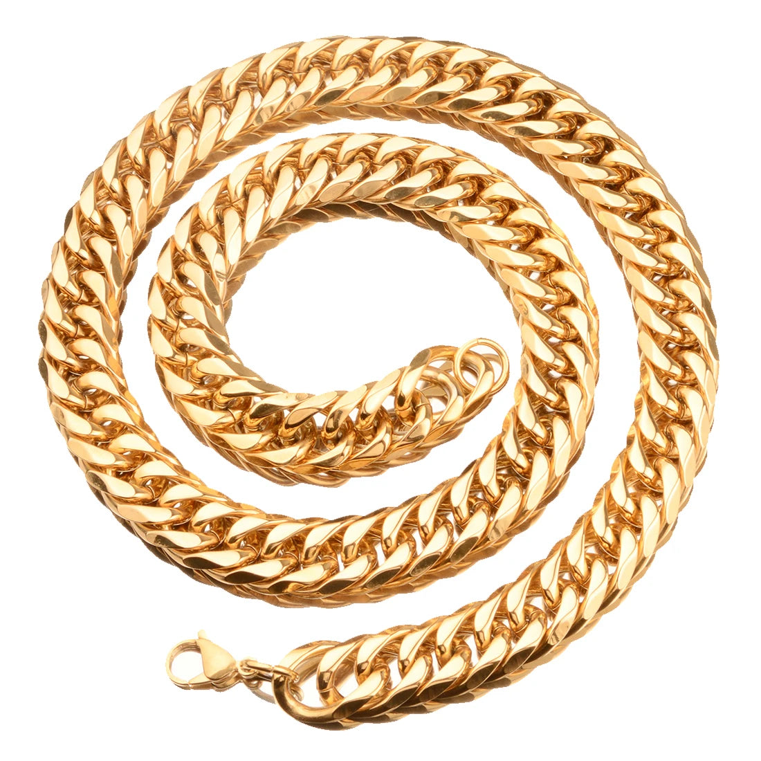 Collier / Bracelet à Maillons Cubains en Acier Inoxydable – Argent & Or – 9 à 21 mm