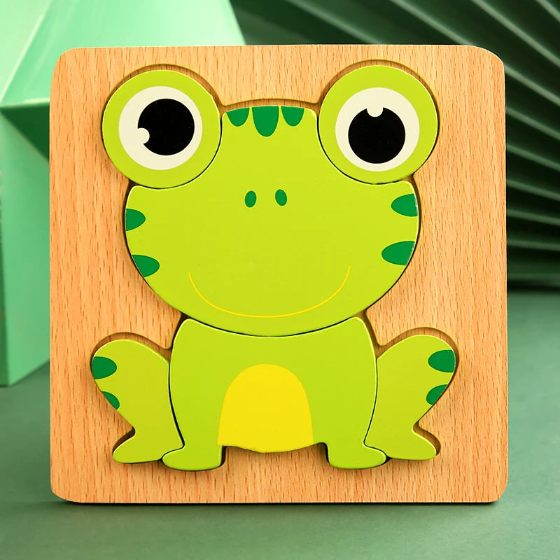 Puzzle 3D en Bois – Animaux • Apprentissage Précoce Montessori