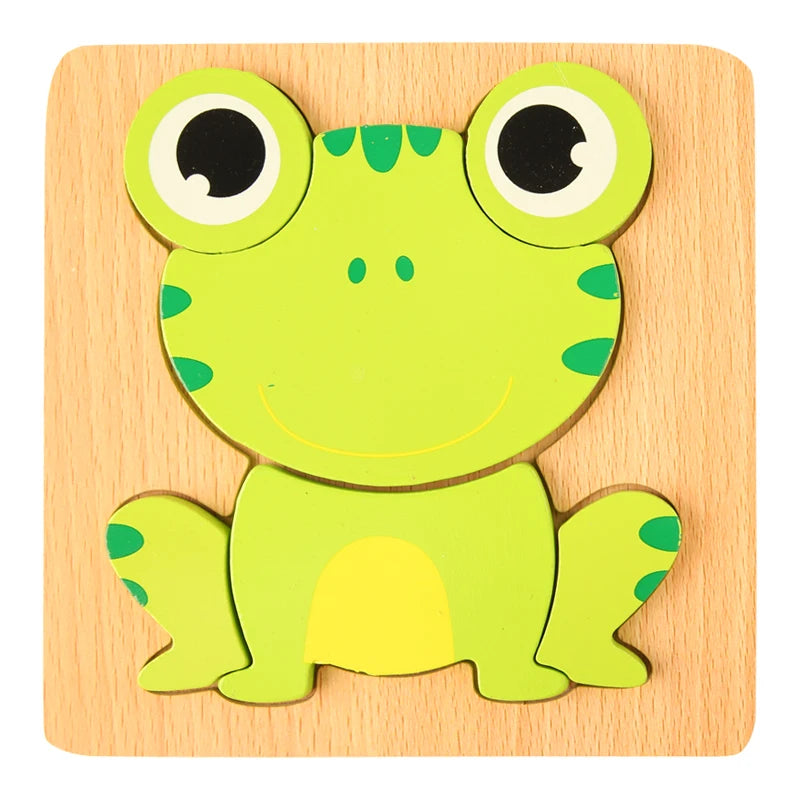 Puzzle 3D en Bois – Animaux • Apprentissage Précoce Montessori