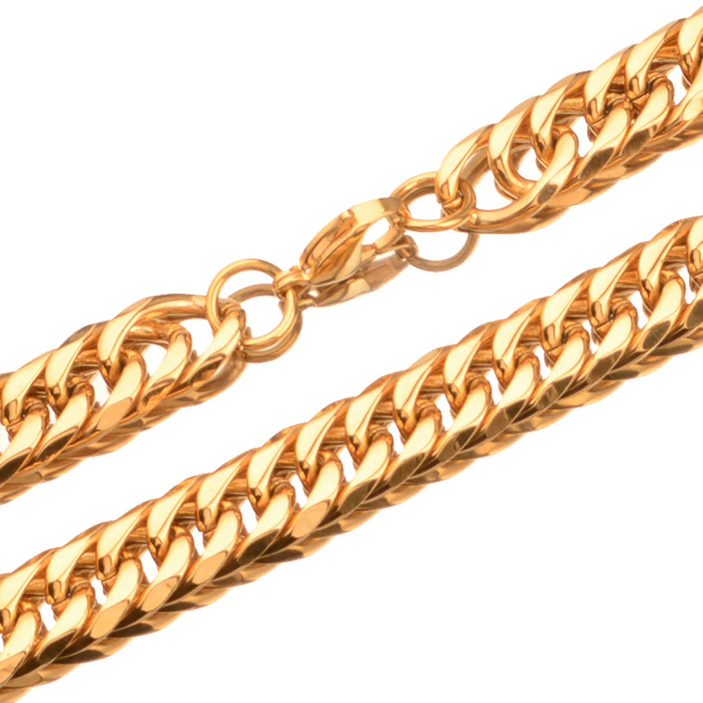 Collier / Bracelet à Maillons Cubains en Acier Inoxydable – Argent & Or – 9 à 21 mm