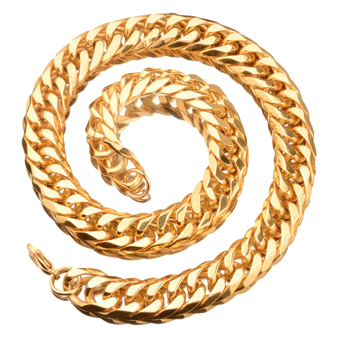 Collier / Bracelet à Maillons Cubains en Acier Inoxydable – Argent & Or – 9 à 21 mm