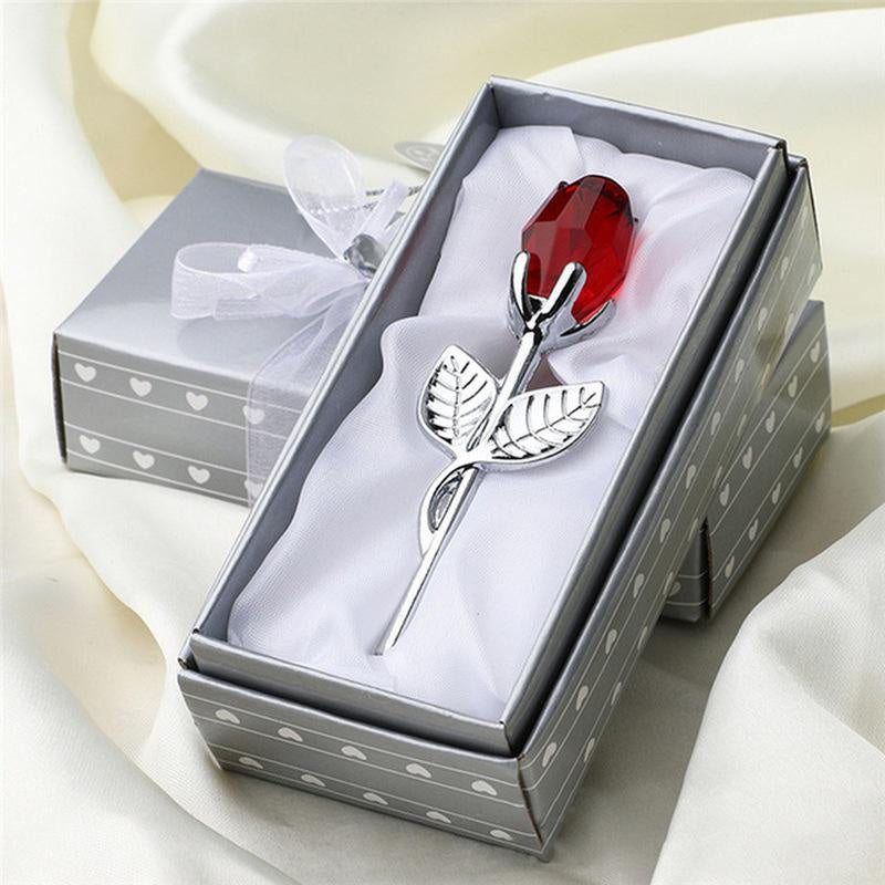 Rose en Cristal – Figurine Décorative Luxe | 6 Couleurs | Cadeau Saint-Valentin & Mariage