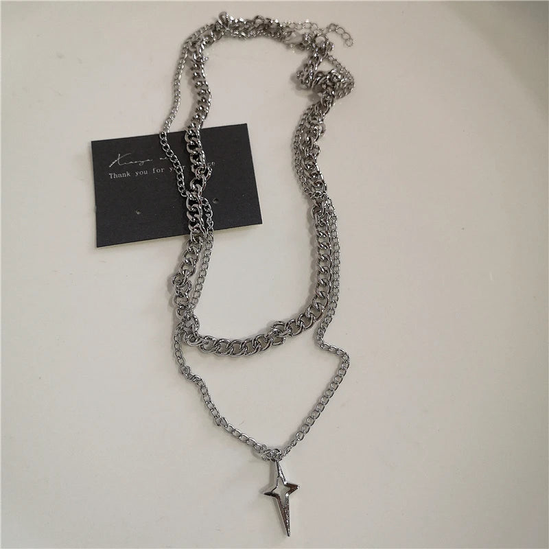 Collier Punk Rock – Cœur & Croix – Unisexe