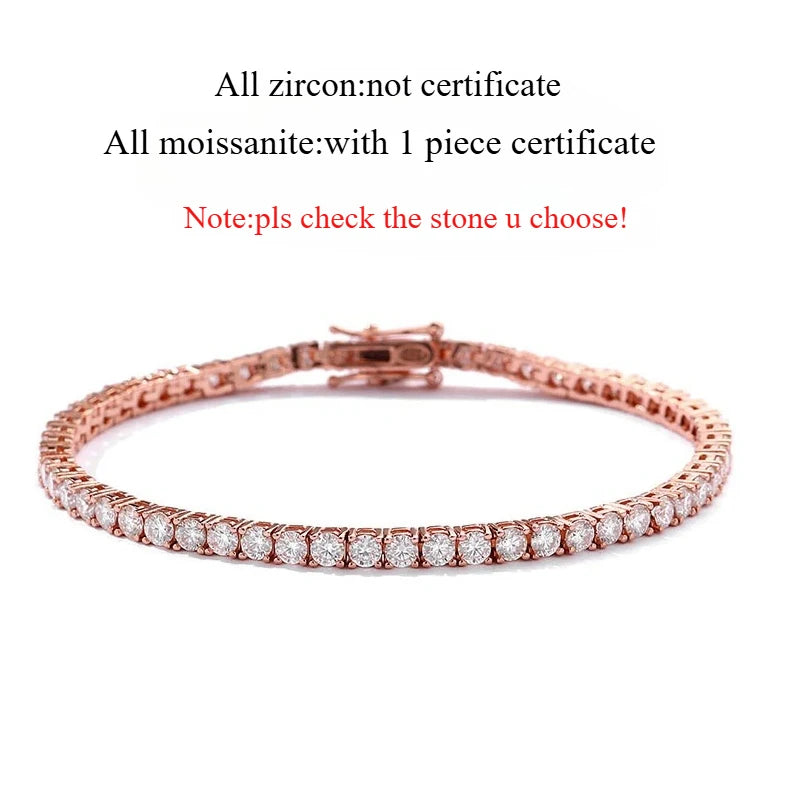 Bracelet de Tennis Moissanite S925 – Luxe Étincelant Plaqué Or 18K
