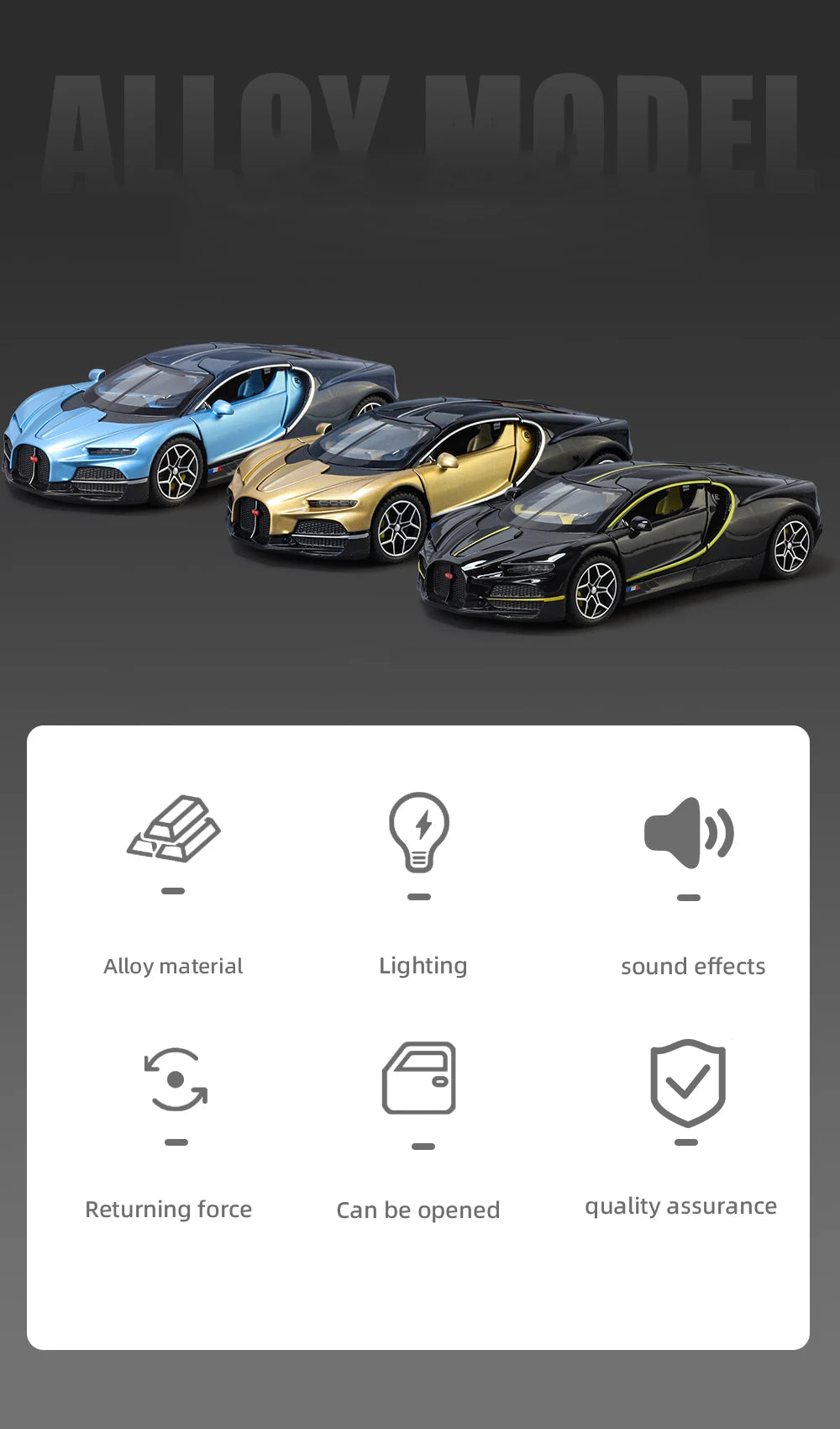 Bugatti Tourbillon V16 – Modèle 1:32 en Alliage | Son & Lumière | Mini GT Collection