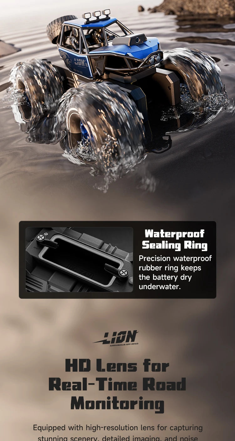 Voiture RC Amphibie Tout-Terrain 4WD – Contrôle Gestuel & Caméra HD