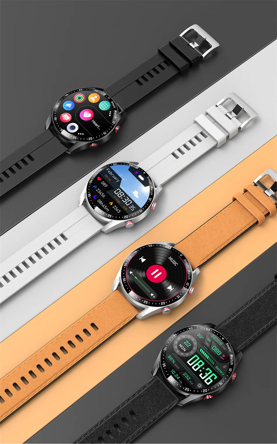 Montre Connectée Bluetooth ChiBear – Écran Rond HD 1.28’’ (IP67)