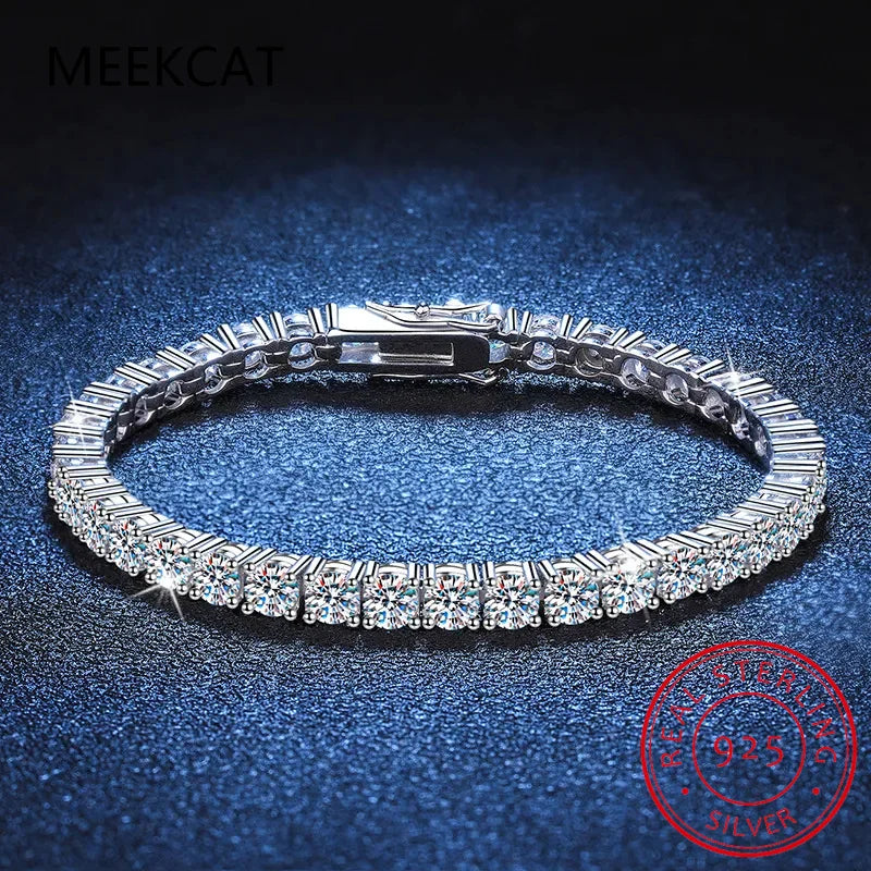 Bracelet Tennis Moissanite D VVS – Argent 925 – Test Diamant – Luxe Femme