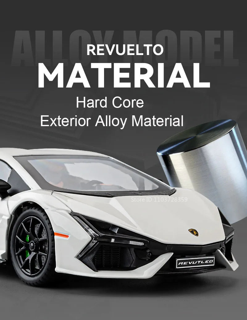 REVUELTO – Supercar Miniature 1:24 en Alliage | Son & Lumière | Portes Ouvrantes