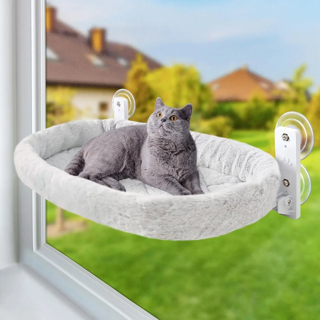 Hamac de fenêtre chaud pour chat — ventouses, nid d'hiver