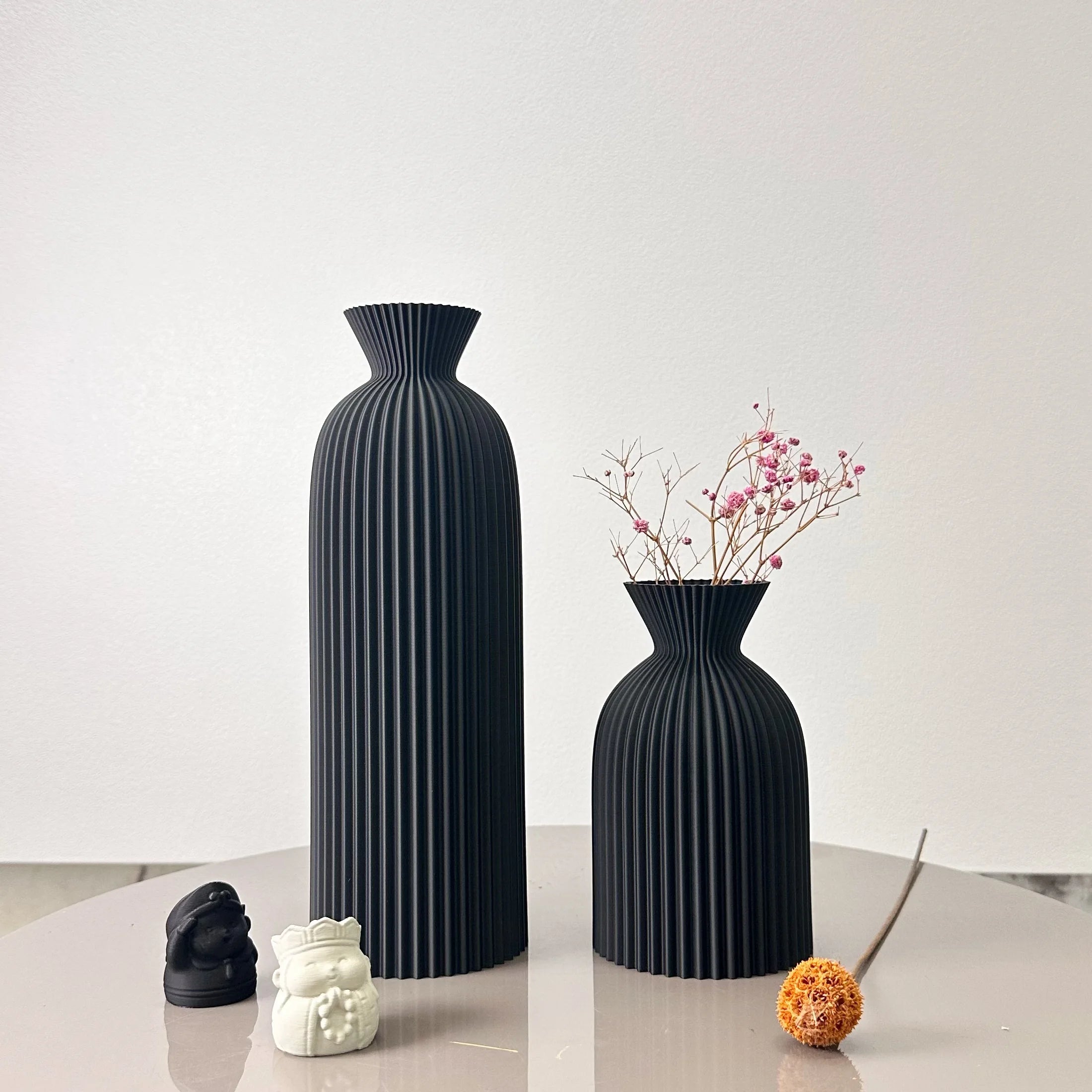 Vase Décoratif Ondulé – Lot de 2 – Design Moderne pour Fleurs Séchées