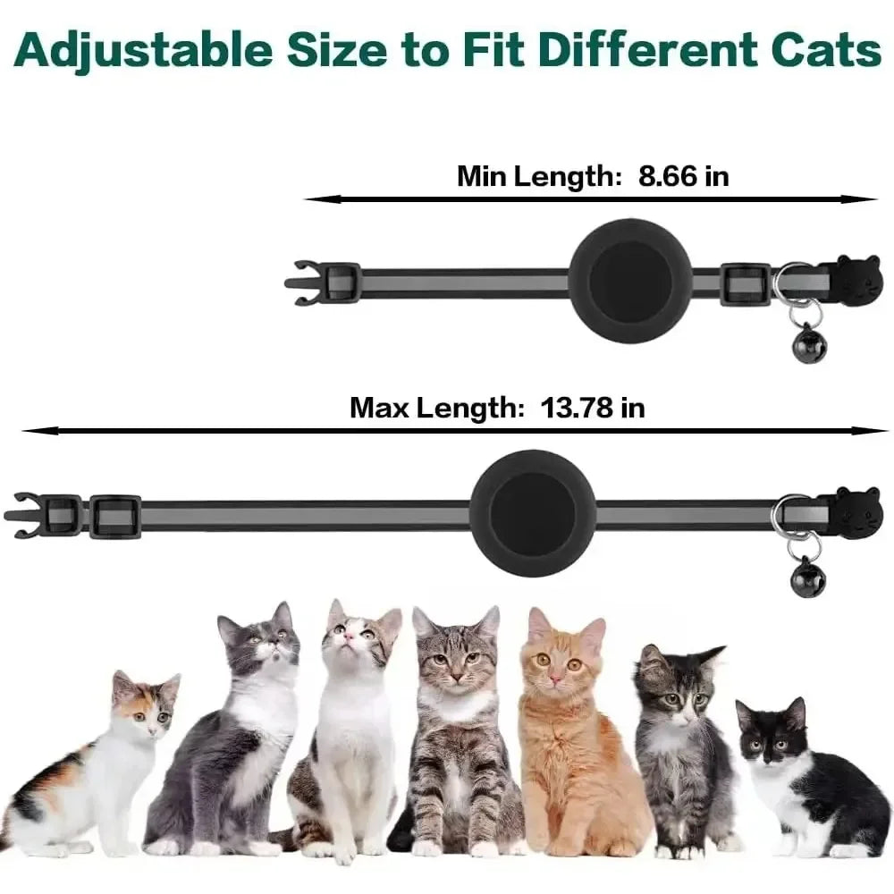 Collier de sécurité pour chat avec grelot — réfléchissant, support AirTag