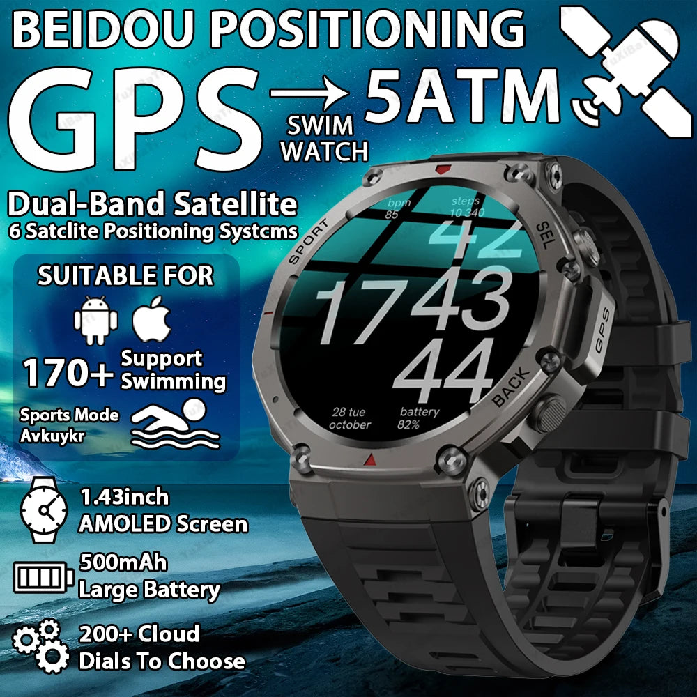 Montre Intelligente Militaire GPS T-Rex 3 Pro – Double Bande, 10 ATM, AMOLED (48 mm)