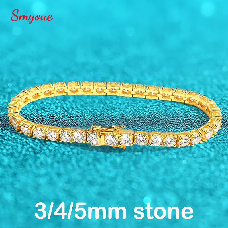 Bracelet de Tennis Moissanite S925 – Luxe Étincelant Plaqué Or 18K