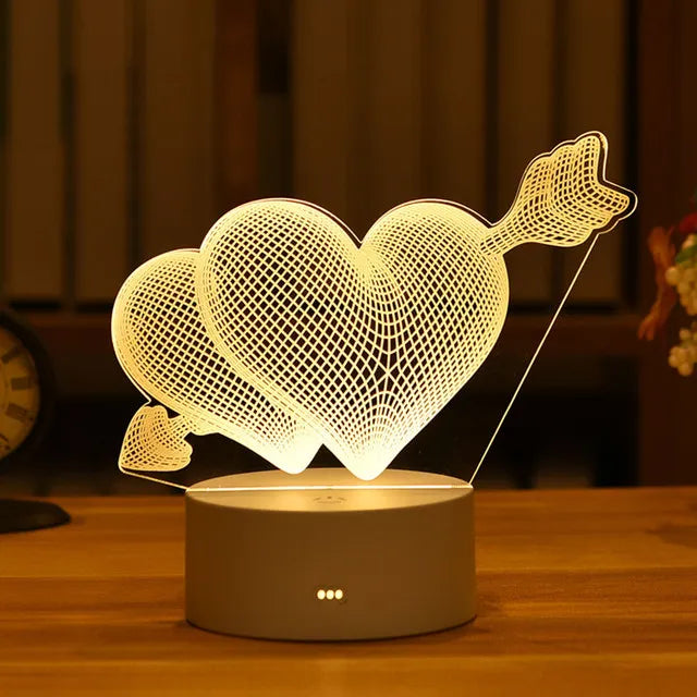 Lampe LED Acrylique 3D – Love Romantic & Ambiance Douce