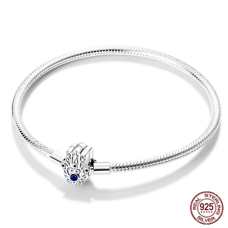 Bracelet en Argent 925 Original – Étoile, Lune & Trèfle Porte-Bonheur